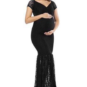 Lace off the shoulder maternity dress